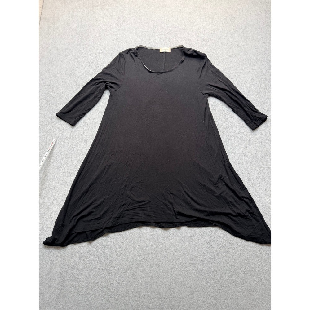 Altar'd State Black Sharkbite Hem Tunic Top 3/4 Sleeve Scoop Neck Medium